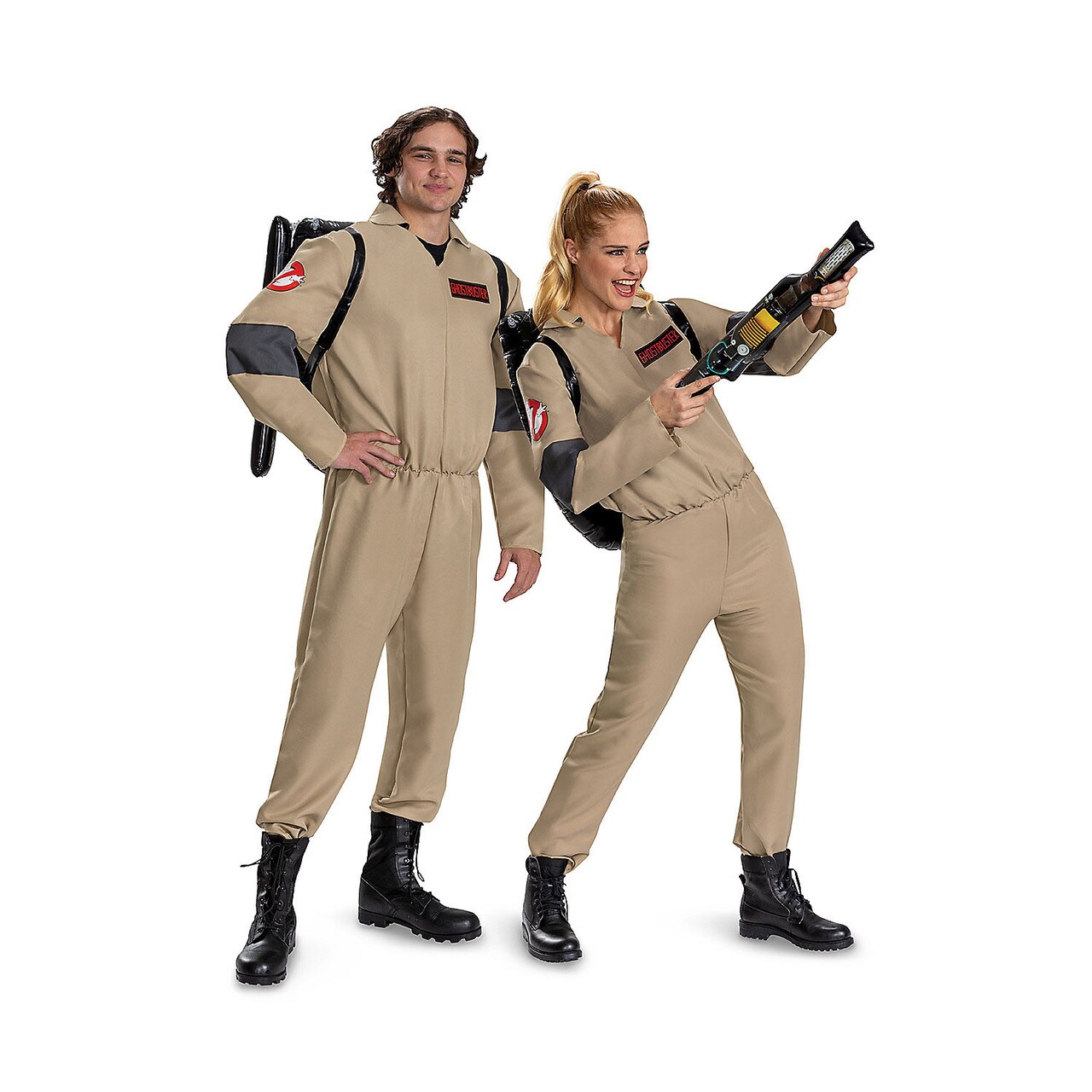 Adult Classic Ghostbusters Halloween Costume with Flight Suit and Inflatable Proton Pack